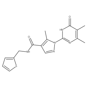 1-(4,5-dimethyl-6-oxo-1,6-dihydropyrimidin-2-yl)-5-methyl-N-(thiophen-2-ylmethyl)-1H-pyrazole-4-carboxamide结构式