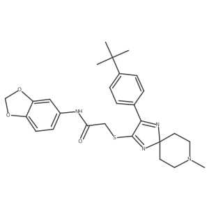 N-(2H-1,3-benzodioxol-5-yl)-2-{[3-(4-tert-butylphenyl)-8-methyl-1,4,8-triazaspiro[4.5]deca-1,3-dien-2-yl]sulfanyl}acetamide Structure