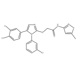 2-((1-(3-chlorophenyl)-5-(3,4-dichlorophenyl)-1H-imidazol-2-yl)thio)-N-(5-methylisoxazol-3-yl)acetamide结构式