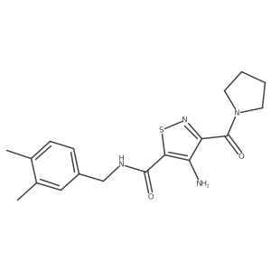 4-amino-N-(3,4-dimethylbenzyl)-3-(pyrrolidine-1-carbonyl)isothiazole-5-carboxamide结构式