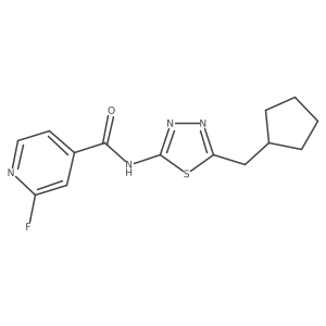 N-[5-(cyclopentylmethyl)-1,3,4-thiadiazol-2-yl]-2-fluoropyridine-4-carboxamide结构式