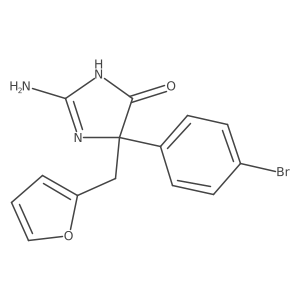 2-Amino-5-(4-bromophenyl)-5-(furan-2-ylmethyl)-4,5-dihydro-1H-imidazol-4-one结构式