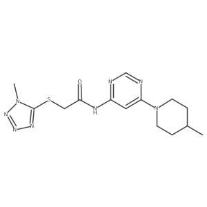 2-((1-methyl-1H-tetrazol-5-yl)thio)-N-(6-(4-methylpiperidin-1-yl)pyrimidin-4-yl)acetamide结构式