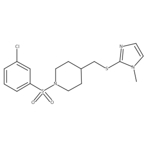 1-((3-chlorophenyl)sulfonyl)-4-(((1-methyl-1H-imidazol-2-yl)thio)methyl)piperidine结构式