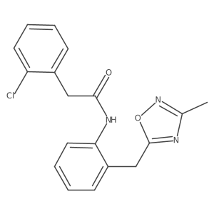 2-(2-chlorophenyl)-N-(2-((3-methyl-1,2,4-oxadiazol-5-yl)methyl)phenyl)acetamide结构式