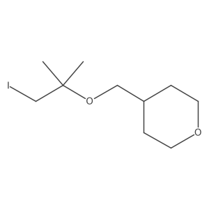 4-{[(1-Iodo-2-methylpropan-2-yl)oxy]methyl}oxane结构式