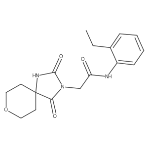 2-(2,4-dioxo-8-oxa-1,3-diazaspiro[4.5]dec-3-yl)-N-(2-ethylphenyl)acetamide结构式