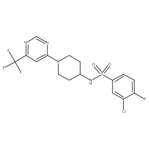 3-chloro-4-fluoro-N-(1-(6-(trifluoromethyl)pyrimidin-4-yl)piperidin-4-yl)benzenesulfonamide结构式