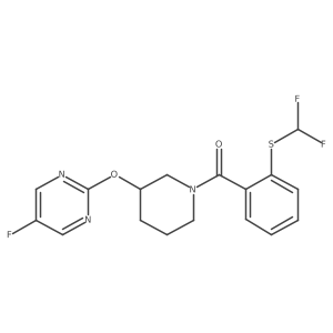 (2-((Difluoromethyl)thio)phenyl)(3-((5-fluoropyrimidin-2-yl)oxy)piperidin-1-yl)methanone结构式