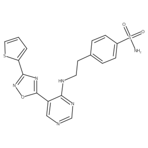 4-(2-((5-(3-(Thiophen-2-yl)-1,2,4-oxadiazol-5-yl)pyrimidin-4-yl)amino)ethyl)benzenesulfonamide Structure