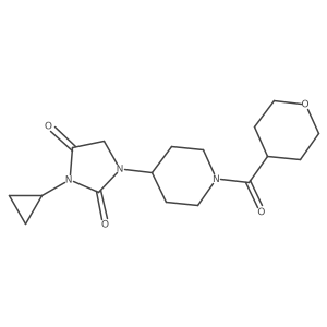 3-Cyclopropyl-1-[1-(oxane-4-carbonyl)piperidin-4-yl]imidazolidine-2,4-dione Structure