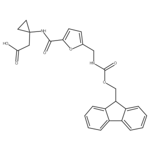 2-(1-{5-[({[(9H-fluoren-9-yl)methoxy]carbonyl}amino)methyl]furan-2-amido}cyclopropyl)acetic acid结构式