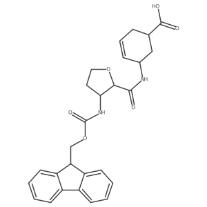 (1RS,5SR)-5-[(2RS&,3SR&)-3-({[(9H-fluoren-9-yl)methoxy]carbonyl}amino)oxolane-2-amido]cyclohex-3-ene-1-carboxylic acid Structure