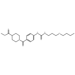 4-Piperidinecarboxylic acid, 1-[4-[[[(3-butoxypropyl)amino]carbonyl]amino]benzoyl]-, methyl ester结构式