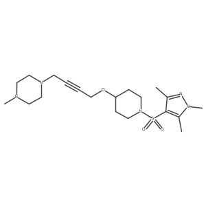 1-methyl-4-[4-({1-[(1,3,5-trimethyl-1H-pyrazol-4-yl)sulfonyl]piperidin-4-yl}oxy)but-2-yn-1-yl]piperazine结构式
