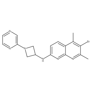 6-bromo-5,7-dimethyl-N-[1-(pyrazin-2-yl)azetidin-3-yl]-1,8-naphthyridin-2-amine结构式