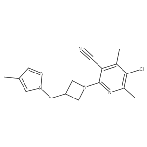 5-chloro-4,6-dimethyl-2-{3-[(4-methyl-1H-pyrazol-1-yl)methyl]azetidin-1-yl}pyridine-3-carbonitrile结构式