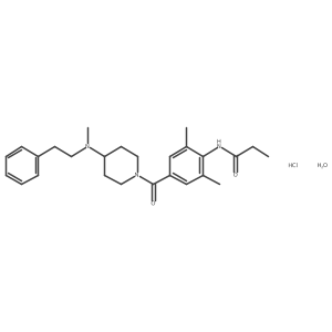 Propanamide, N-(2,6-dimethyl-4-((4-(methyl(2-phenylethyl)amino)-1-piperidinyl)carbonyl)phenyl)-, hydrochloride, hydrate (1:1:1) Structure
