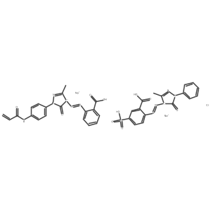 Chromate(2-), (2-((4,5-dihydro-3-methyl-5-oxo-1-(4-((1-oxo-2-propenyl)amino)phenyl)-1H-pyrazol-4-yl)azo)benzoato(2-))(2-((4,5-dihydro-3-methyl-5-oxo-1-phenyl-1H-pyrazol-4-yl)azo)-5-sulfobenzoato(3-))-, disodium结构式