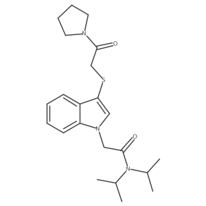 2-[3-[[2-oxo-2-(1-pyrrolidinyl)ethyl]thio]-1-indolyl]-N,N-di(propan-2-yl)acetamide结构式