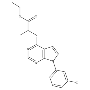 ethyl 2-((1-(3-chlorophenyl)-1H-pyrazolo[3,4-d]pyrimidin-4-yl)thio)propanoate结构式