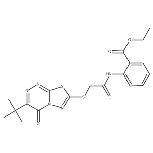 ethyl 2-({[(3-tert-butyl-4-oxo-4H-[1,3,4]thiadiazolo[2,3-c][1,2,4]triazin-7-yl)sulfanyl]acetyl}amino)benzoate结构式