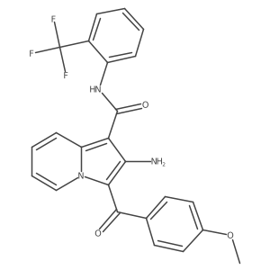 2-amino-3-(4-methoxybenzoyl)-N-(2-(trifluoromethyl)phenyl)indolizine-1-carboxamide结构式