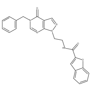 N-(2-(5-benzyl-4-oxo-4,5-dihydro-1H-pyrazolo[3,4-d]pyrimidin-1-yl)ethyl)benzofuran-2-carboxamide结构式
