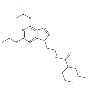 N-(2-(6-(ethylthio)-4-(isopropylamino)-1H-pyrazolo[3,4-d]pyrimidin-1-yl)ethyl)-2-propylpentanamide结构式