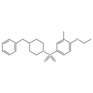 CCOc1ccc(S(=O)(=O)N2CCN(Cc3ccccc3)CC2)cc1C结构式