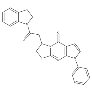 6-(2-(indolin-1-yl)-2-oxoethyl)-1-phenyl-6,7-dihydropyrazolo[3,4-d]thiazolo[3,2-a]pyrimidin-4(1H)-one Structure