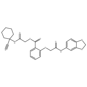 [(1-cyanocyclohexyl)carbamoyl]methyl 2-({[(2H-1,3-benzodioxol-5-yl)carbamoyl]methyl}sulfanyl)benzoate结构式