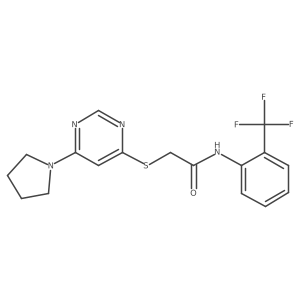 2-((6-(pyrrolidin-1-yl)pyrimidin-4-yl)thio)-N-(2-(trifluoromethyl)phenyl)acetamide Structure