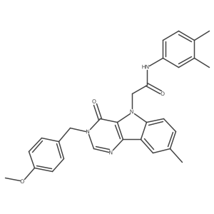 N-(3,4-dimethylphenyl)-2-(3-(4-methoxybenzyl)-8-methyl-4-oxo-3H-pyrimido[5,4-b]indol-5(4H)-yl)acetamide Structure