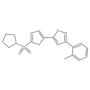 5-(5-(Pyrrolidin-1-ylsulfonyl)furan-2-yl)-3-(o-tolyl)-1,2,4-oxadiazole结构式