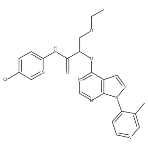 (2S)-N-(5-chloropyridin-2-yl)-3-ethoxy-2-[1-(3-methylpyridin-4-yl)pyrazolo[4,5-e]pyrimidin-4-yl]oxypropanamide结构式