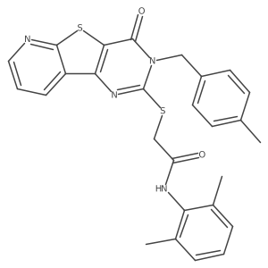 N-(2,6-dimethylphenyl)-2-((3-(4-methylbenzyl)-4-oxo-3,4-dihydropyrido[3',2':4,5]thieno[3,2-d]pyrimidin-2-yl)thio)acetamide结构式