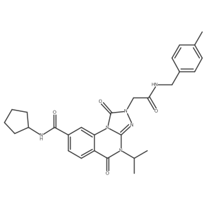 N-cyclopentyl-4-isopropyl-2-(2-((4-methylbenzyl)amino)-2-oxoethyl)-1,5-dioxo-1,2,4,5-tetrahydro-[1,2,4]triazolo[4,3-a]quinazoline-8-carboxamide结构式