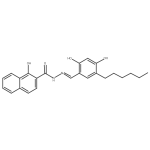 (E)-N'-(5-hexyl-2,4-dihydroxybenzylidene)-1-hydroxy-2-naphthohydrazide结构式