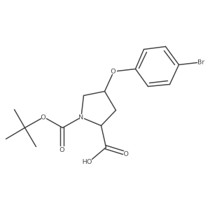 (2S,4S)-4-(4-Bromophenoxy)-1-(tert-butoxy-carbonyl)-2-pyrrolidinecarboxylic acid Structure