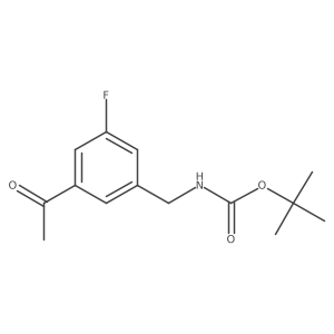 Tert-butyl 3-acetyl-5-fluorobenzylcarbamate结构式
