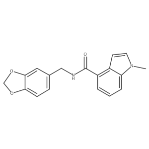 N-(1,3-benzodioxol-5-ylmethyl)-1-methyl-1H-indole-4-carboxamide结构式