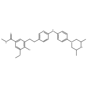 4-Chloro-3-(2-(2-((4-((3s,5r)-3,5-dimethylpiperazin-1-yl)phenyl)amino)pyrimidin-5-yl)ethyl)-5-methoxy-N-methylbenzamide结构式
