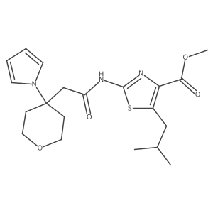 methyl 5-(2-methylpropyl)-2-({[4-(1H-pyrrol-1-yl)tetrahydro-2H-pyran-4-yl]acetyl}amino)-1,3-thiazole-4-carboxylate Structure