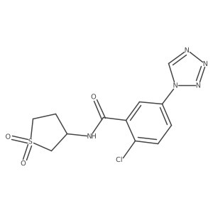 2-chloro-N-(1,1-dioxidotetrahydrothiophen-3-yl)-5-(1H-tetrazol-1-yl)benzamide结构式