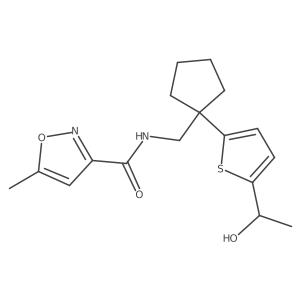 N-((1-(5-(1-hydroxyethyl)thiophen-2-yl)cyclopentyl)methyl)-5-methylisoxazole-3-carboxamide Structure