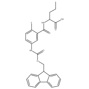 (2S)-2-{[5-({[(9H-fluoren-9-yl)methoxy]carbonyl}amino)-2-fluorophenyl]formamido}pentanoic acid结构式