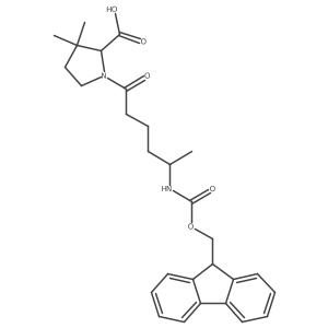 1-[5-({[(9H-fluoren-9-yl)methoxy]carbonyl}amino)hexanoyl]-3,3-dimethylpyrrolidine-2-carboxylic acid Structure