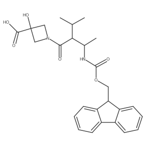 1-[3-({[(9H-fluoren-9-yl)methoxy]carbonyl}amino)-2-(propan-2-yl)butanoyl]-3-hydroxyazetidine-3-carboxylic acid结构式