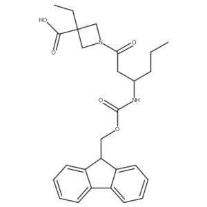 3-ethyl-1-[3-({[(9H-fluoren-9-yl)methoxy]carbonyl}amino)hexanoyl]azetidine-3-carboxylic acid结构式